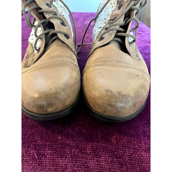 STEVE MADDEN Thundr-C Cognac Crochet Lace-Up Ankle Boot Size 6.5 COTTAGE PRAIRIE - Picture 3 of 8